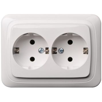 Süvistatud pistikupesa Schuko 2-ne valge