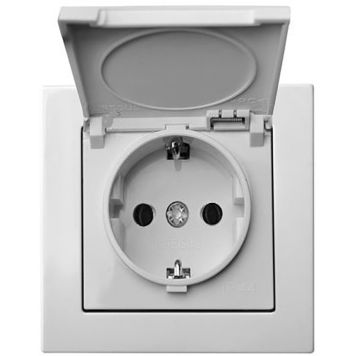 Maandatud kaanega pistikupesa Epsilon valge, raamita