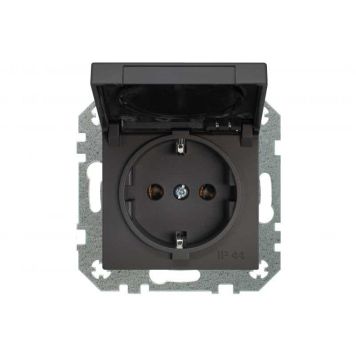 Pistikupesa Liregus Retro Schuko 16 A / 250 V kaanega, must