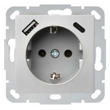 Pistikupesa Liregus Epsilon SCHUKO® USB A+C 3,4 A, metall