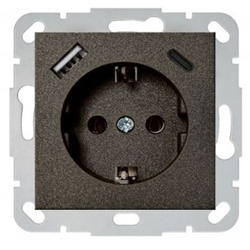 Pistikupesa Liregus Epsilon SCHUKO® USB A+C 3,4 A, must