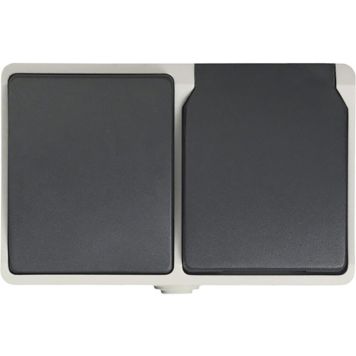 Pistikupesa + lüliti KOMBI 1-ne IP44 hall