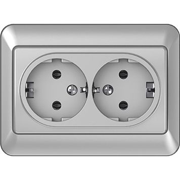 Süvistatav maandusega 2-ne pistikupesa SL-250 metallik