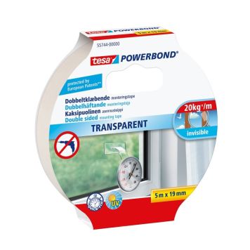 Kahepoolne teip tesa® läbipaistev 5 m x 19 mm