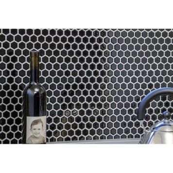 Mosaiik Hexagon must 26 x 30 cm Läikiv