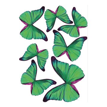 Seinakleebis Plage 3D rohelised Liblikad