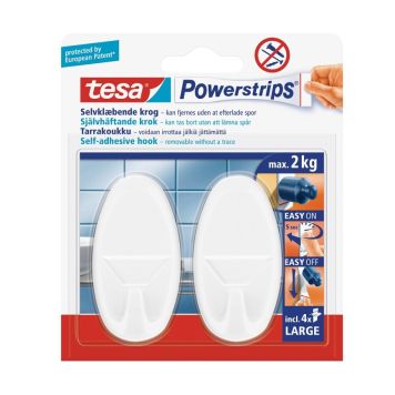 Nagi tesa® Powerstrips Oval valge 2 tk