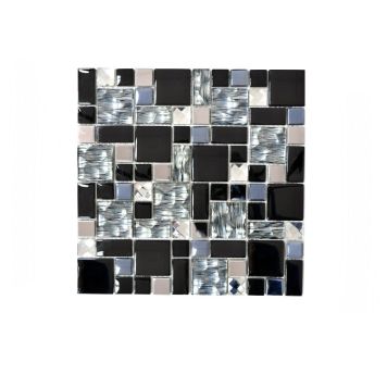 Mosaiikplaat HuH Crystal Mix must/metall 30,5 x 30,5 cm