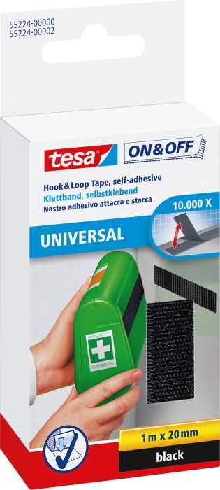 Takjateip tesa® On&Off Universal must 1 m x 20 mm
