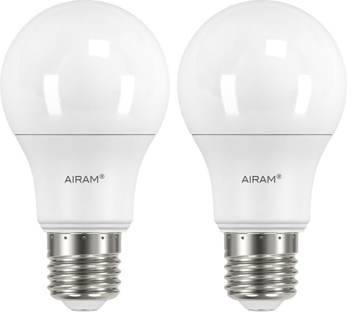 2 LED-lampi Airam A60 827 470 lm 4,9 W E27 OP