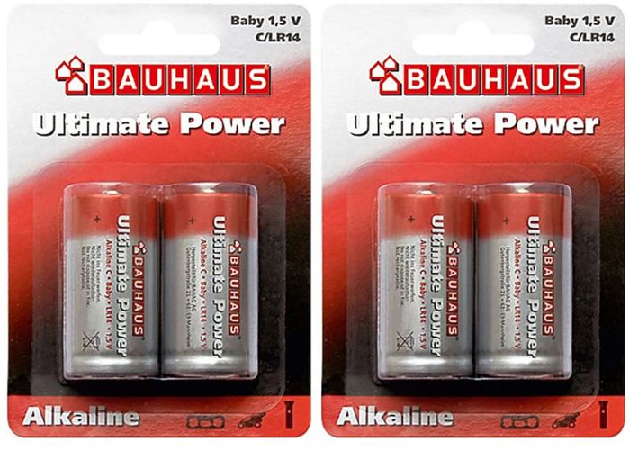 2 pakki Patareisid Bauhaus Ultimate Power Baby 1,5V C/LR14 2 tk