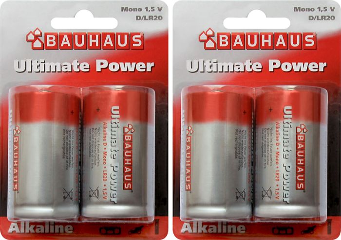 2 pakki Patareisid Bauhaus Ultimate Power D/LR20, 1,5 V 2 tk