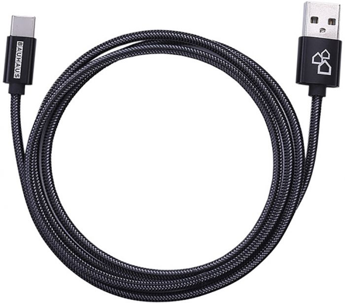 USB-kaabel Bauhaus Nylon, USB C, USB A, must 1 m