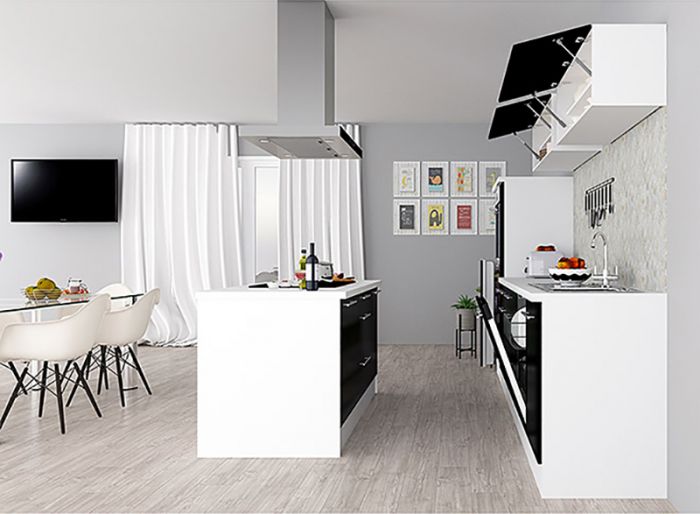 Köögikomplekt saarega Respekta Amanda Premium 3,1 m, must/valge