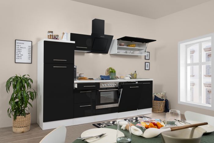 Köögikomplekt Respekta Amanda Premium 2,8 m, must/valge, keraamiline pliit