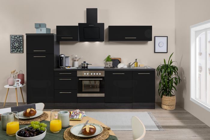 Köögikomplekt Respekta Amanda Premium 2,8 m, must, keraamiline pliit