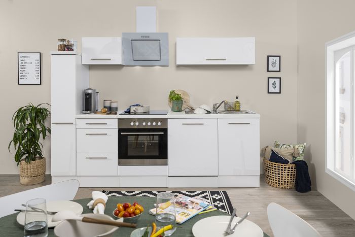 Köögikomplekt Respekta Amanda Premium 2,5 m, valge, keraamiline pliit