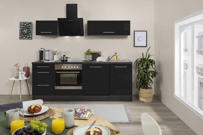 Köögikomplekt Respekta Amanda Premium 2,2 m, must, keraamiline pliit