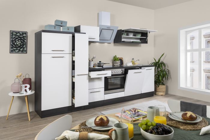 Köögikomplekt Respekta Amanda Premium 3,1 m, valge/must, keraamiline pliit