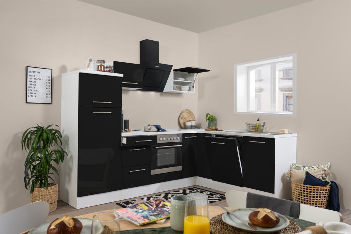 Köögikomplekt Respekta Amanda Premium 2,6 m, must/valge, keraamiline pliit