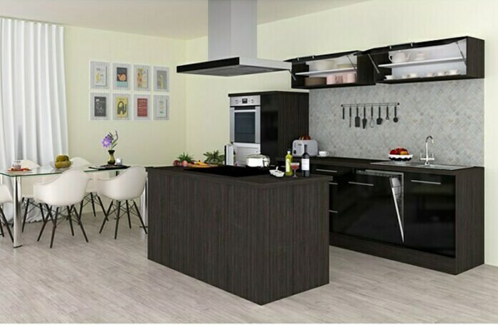 Köögikomplekt saarega Respekta Amanda Premium 3,1 m, must