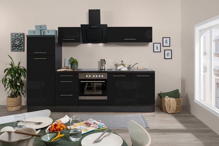 Köögikomplekt Respekta Amanda Premium 2,7 m, must, keraamiline pliit