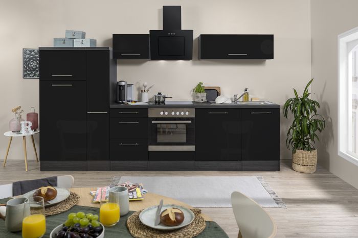 Köögikomplekt Respekta Amanda Premium 3,1 m, must, keraamiline pliit