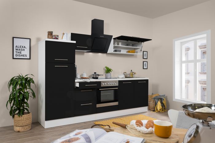 Köögikomplekt Respekta Amanda Premium 2,7 m, must/valge, keraamiline pliit