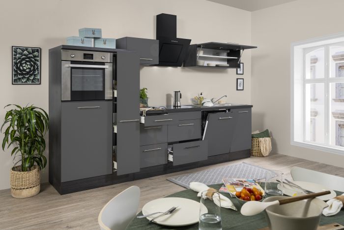 Köögikomplekt Respekta Amanda Premium 3,1 m, hall/must, keraamiline pliit