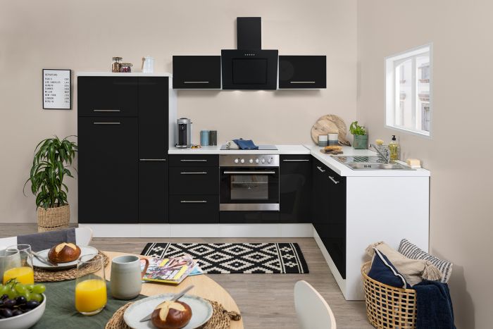 Köögikomplekt Respekta Amanda Premium 2,9 m, must/valge, keraamiline pliit