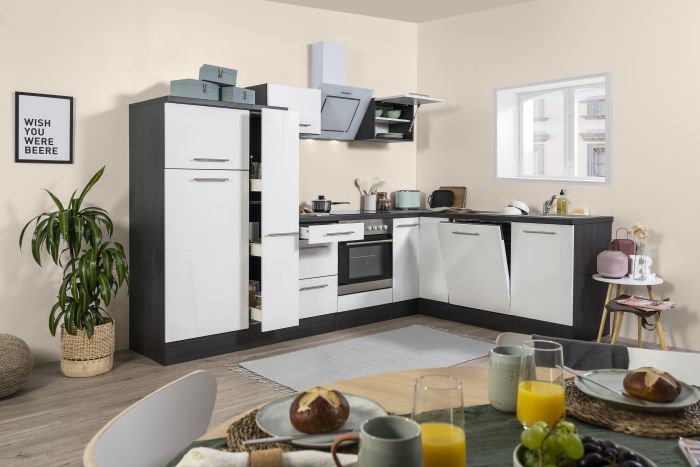 Köögikomplekt Respekta Amanda Premium 2,9 m, valge/must, keraamiline pliit