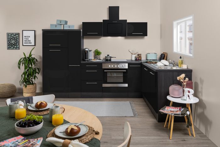 Köögikomplekt Respekta Amanda Premium 2,9 m, must, keraamiline pliit