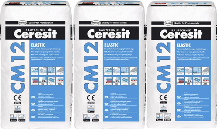 3 kotti plaatimisegu Ceresit Elastic CM12