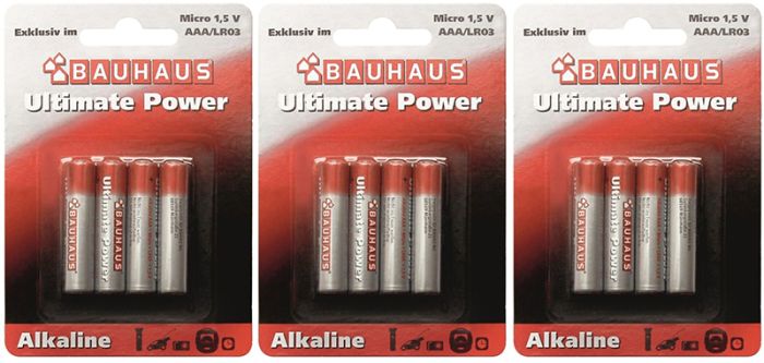 3 pakki Patareisid Bauhaus Ultimate Power AAA/LR03 4 tk