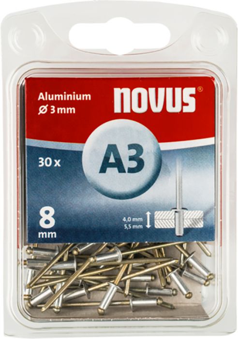 Alumiinium needid Novus A3 x 8 mm 30 tk