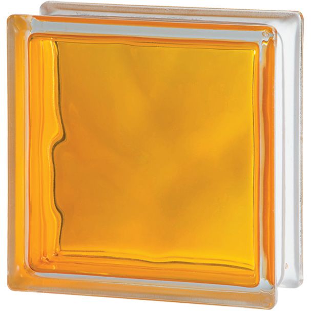 Klaasplokk Wave kollane 190 x 190 x 80 mm