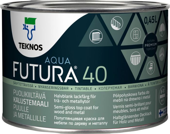 Mööblivärv Teknos Futura Aqua 40 PM3 ainult toonimiseks 0,45 l