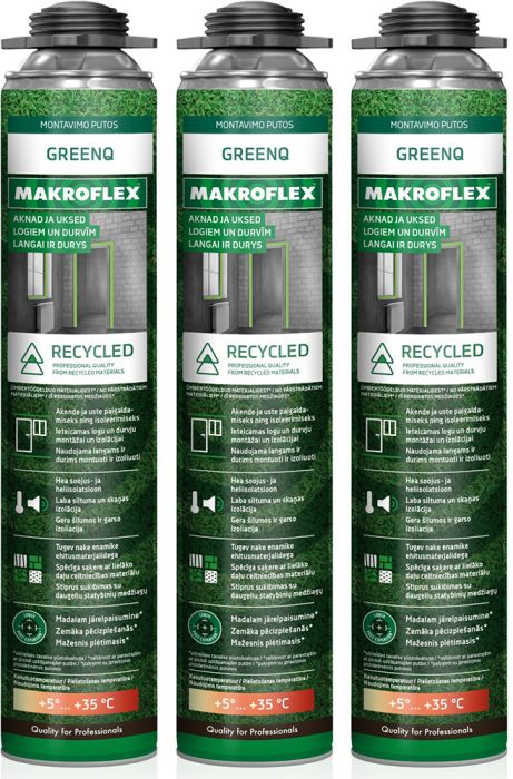 3 püstolivahtu Makroflex GreenQ Pro 750 ml