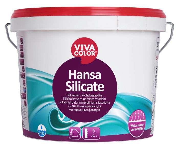Silikaatvärv krohvfassaadile Vivacolor Hansa Silicate SA valge 2,7 l