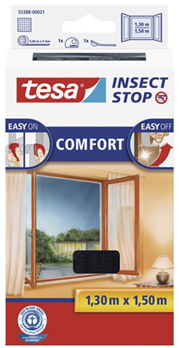 Putukavõrk aknale tesa® Comfort 1,3 x 1,5 m, must