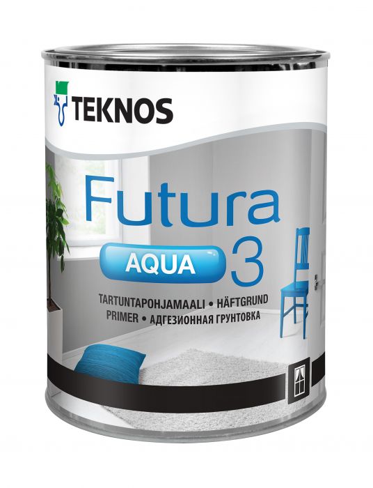 Kruntvärv Teknos Futura Aqua 3 valge 0,9 l