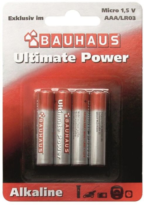 Patareid Bauhaus Ultimate Power AAA/LR03 4 tk