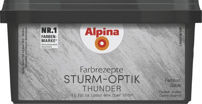 Dekoratiivvärv Alpina Farbrezepte Sturm-Optik 1 l hõbedane