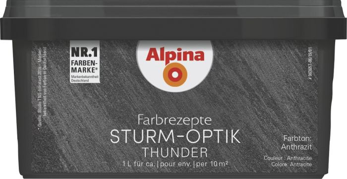 Dekoratiivvärv Alpina Farbrezepte Sturm-Optik 1 l antratsiit