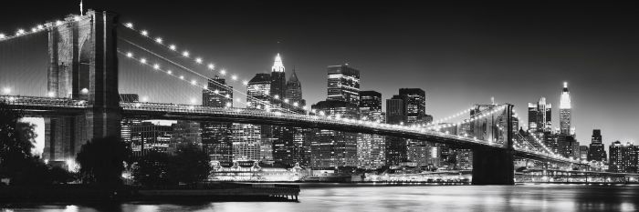 Sisustuspilt Brooklyn Bridge Black & White 90 x 30 cm