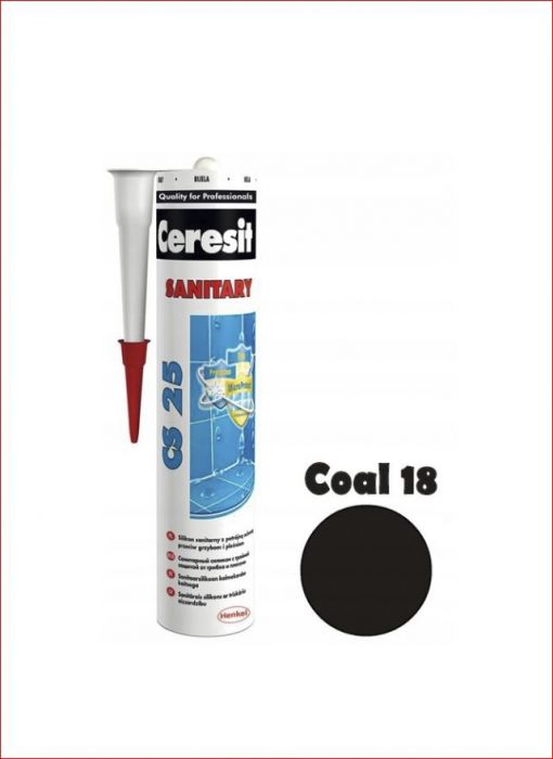 Sanitaarsilikoon Ceresit CS25 280 ml, Coal 18