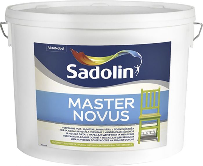 Puit- ja metallpinna värv Sadolin Master Novus BW poolmatt valge 10 l