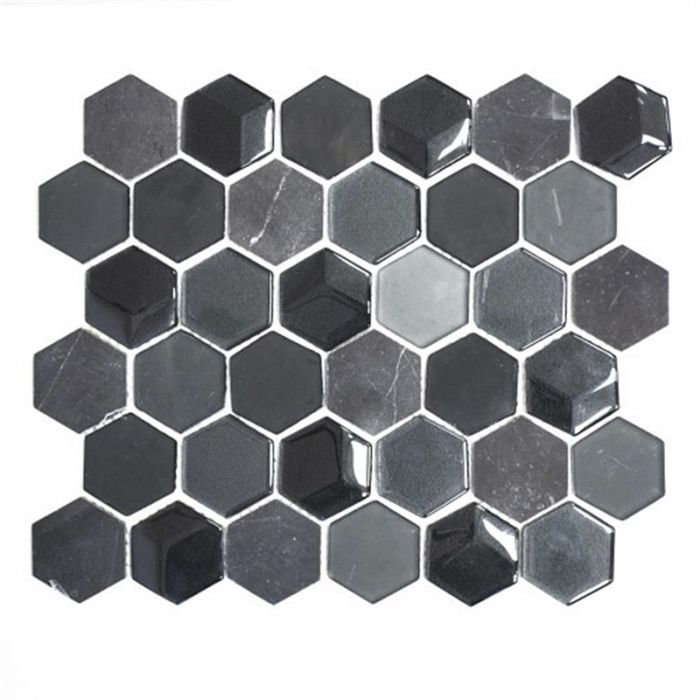 Klaas-/kivimosaiik Hexagon Mix 26 x 30 cm