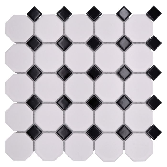 Mosaiik Octagon OCTA G468 must/valge 29,5 x 29,5 cm