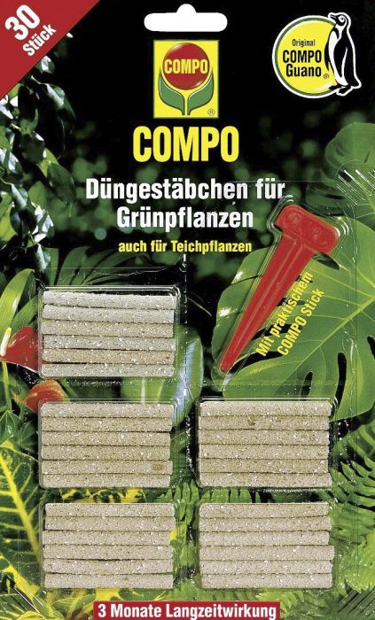 Väetisepulgad rohelistele taimedele Compo 30 tk/lehel